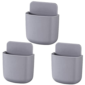 LVYOUIF 3 Pack Remote Control Holder Wall Mount Holders Hole-Free Phone Charging Organizer Pen Stora...