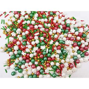 Christmas Sprinkles Sugar Pearls Candy for Holiday Baking