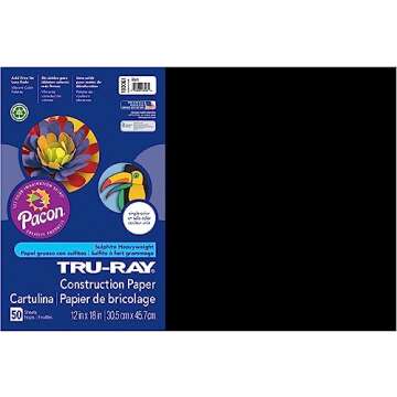 Tru-Ray® Construction Paper, 50% Recycled, 12" x 18", Black, Pack Of 50