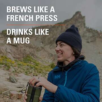 GSI Outdoors Commuter Javapress | Insulated, Spill-Resistant Javapress for Commuting, Travels and Camping