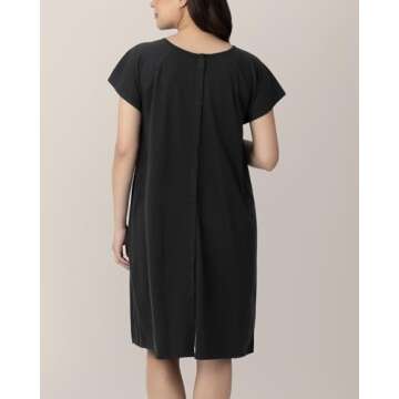 Kindred Bravely Universal Labor and Delivery Gown | 3 In 1 Labor & Delivery, Postpartum Nursing Hospital Gown (Black, 1X-2X)