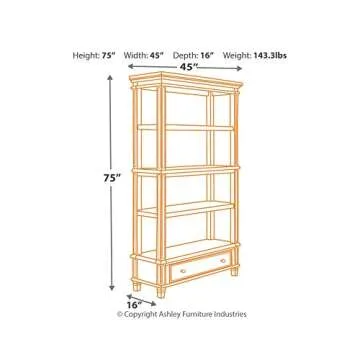 Stylish Realyn French Country 75" Bookcase with Drawer