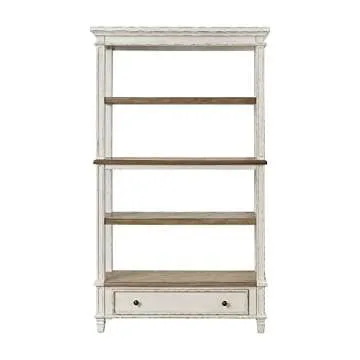 Stylish Realyn French Country 75" Bookcase with Drawer