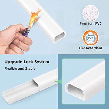 Cable Hider Raceway Kit, 68in (4X L17in) Wire Hiders for TV on Wall, Paintable Cord Cover Channel, Cord Hider for Wall Mounted TV in Home Office, 0.95in (W) x 0.47in (H), White