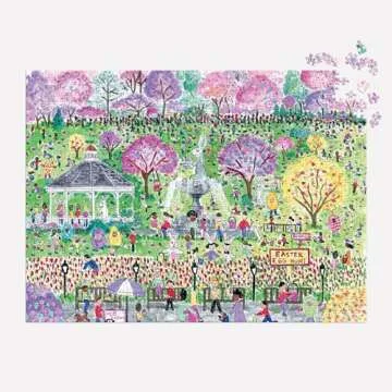 Galison Easter Egg Hunt – 1000 Piece Michael Storrings Puzzle Featuring The Spirit of Easter Festivities at A Whimsical Park