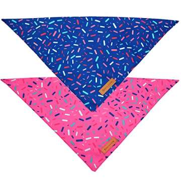 Realeaf Dog Birthday Bandanas 2 Pack, Dog Birthday Party Supplies, Blue and Pink Bandana, Triangle Reversible Pet Scarf for Boy and Girl, Premium Durable Fabric, Multiple Sizes Offered (Large)