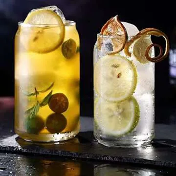 Povinmos 4pc Drinking Glasses Set - Can Shaped & Stylish