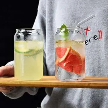 Povinmos 4pc Drinking Glasses Set - Can Shaped & Stylish