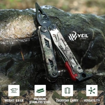 FLISSA 18-in-1 Camo Multitool with Fire Starter and Sheath