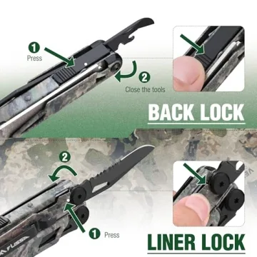 FLISSA 18-in-1 Camo Multitool with Fire Starter and Sheath