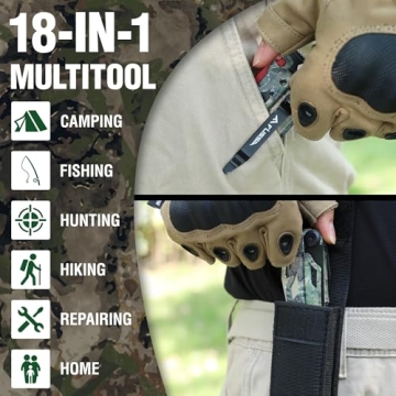 FLISSA 18-in-1 Camo Multitool with Fire Starter and Sheath