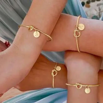 Turandoss bangle Bracelets for Women - Knot Bracelet, Dainty Gold Bracelet Initial Cuff Bracelet for Women Gold Plated Letter A Bracelet Birthday Bridesmaid Gifts Gold Jewelry for Women