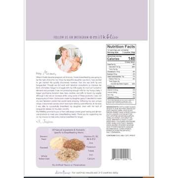 MilkBliss Dark Chocolate Chip Oatmeal Lactation Cookies with Brewers Yeast for Breastfeeding and Bre...