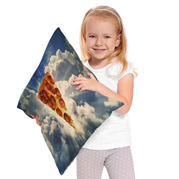 Fun Moslion Throw Pillow Cover - Pizza in The Sky Design