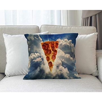 Fun Moslion Throw Pillow Cover - Pizza in The Sky Design