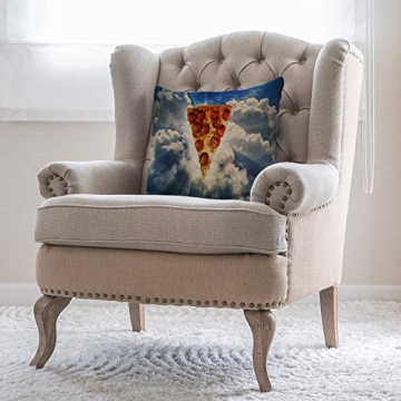 Fun Moslion Throw Pillow Cover - Pizza in The Sky Design