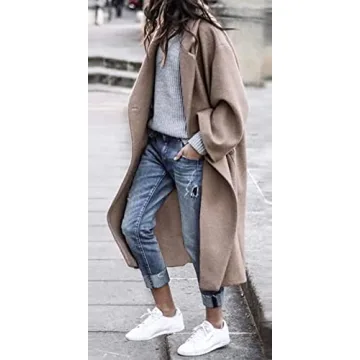 CHARTOU Women's Oversized Wool Trench Coat Fall Winter