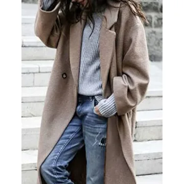 CHARTOU Women's Oversized Wool Trench Coat Fall Winter