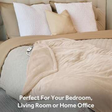 Sunbeam Royal Ultra Champagne Heated Personal Throw / Blanket, Cozy-Warm, Adjustable Heat Settings