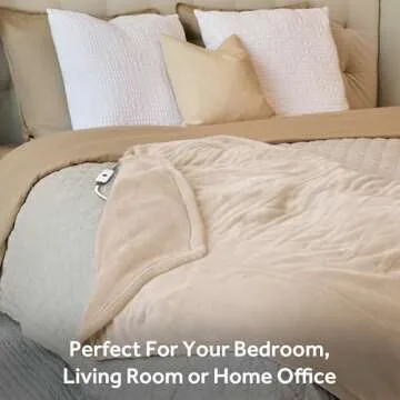 Sunbeam Royal Ultra Champagne Heated Personal Throw / Blanket, Cozy-Warm, Adjustable Heat Settings