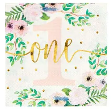 BLUE PANDA Floral Baby Girl's 1st Birthday Party Supplies