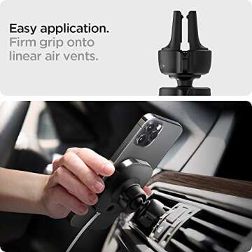 Spigen Mag Fit Phone Holder Car Mount Designed for Magsafe Compatible iPhone 16 Pro Max, 16 Pro, 16 Plus, 16 (Charger Not Included) (Requires USB-C Car Charger) - Black