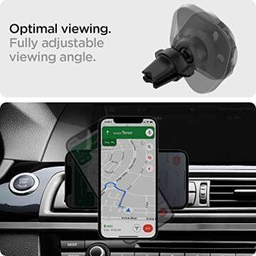 Spigen Mag Fit Phone Holder Car Mount Designed for Magsafe Compatible iPhone 16 Pro Max, 16 Pro, 16 Plus, 16 (Charger Not Included) (Requires USB-C Car Charger) - Black