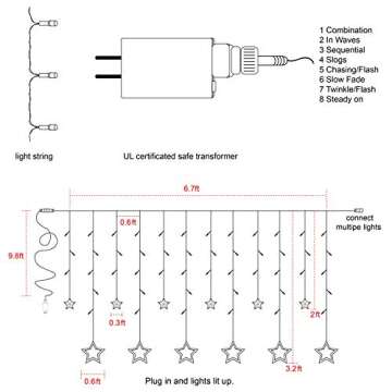 Twinkle Star 138 LED Curtain String Lights for Ramadan & More