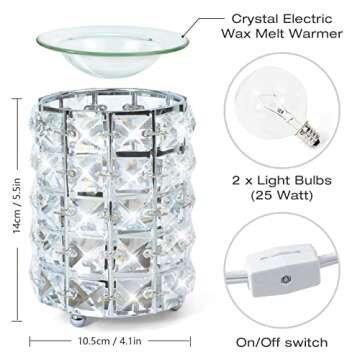 SCENTORINI Wax Melt Warmer, Crystal Electric Wax Warmer, Wax Burner for Christmas Decor Home Office ...