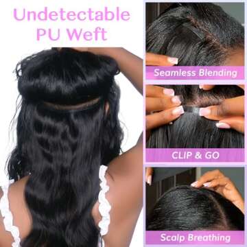 IDN BEAUTY Seamless Clip In Hair Extensions Human Hair, Body Wave 14 Inch 110g 7pcs Natural Black Re...