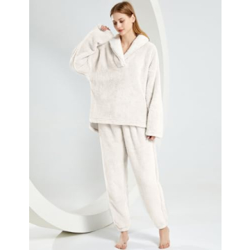 Gihuo Women's Fluffy Fleece Pajamas Set - Warm & Cozy