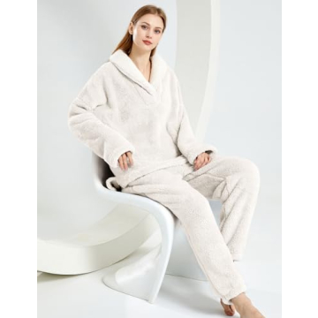Gihuo Women's Fluffy Fleece Pajamas Set - Warm & Cozy