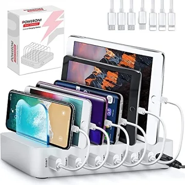 Poweroni USB Charging Station - 6-Port Phone Charging Station with Quick Charge for Multiple Devices...