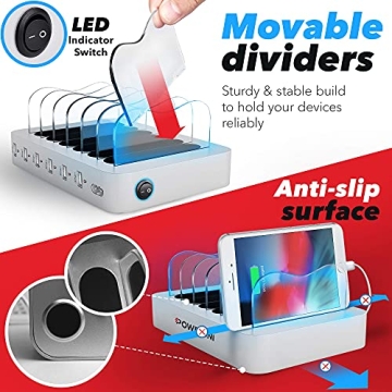 Poweroni USB Charging Station - 6-Port Fast Charger for All Devices
