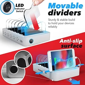 Poweroni USB Charging Station - 6-Port Fast Charger for All Devices