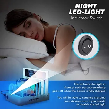 Poweroni USB Charging Station - 6-Port Fast Charger for All Devices