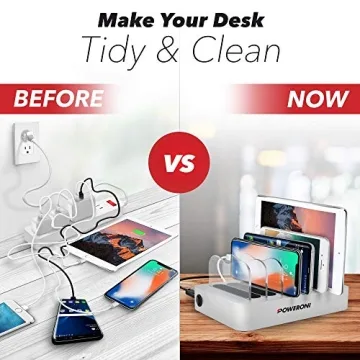 Poweroni USB Charging Station - 6-Port Fast Charger for All Devices