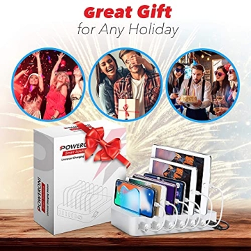 Poweroni USB Charging Station - 6-Port Fast Charger for All Devices