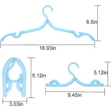 RZJZGZ 12Pcs Travel Hangers Folding Hangers Portable Clothes Hangers Foldable, Non-Slip, Lightweight...