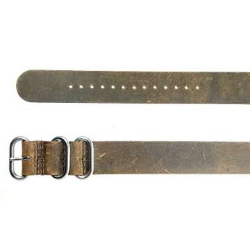 time+ 20mm Distressed Vintage Leather Military Watch Strap