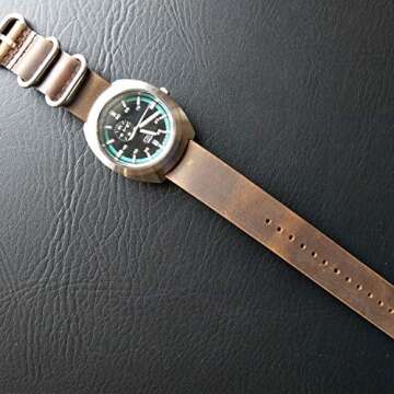 time+ 20mm Distressed Vintage Leather Military Watch Strap