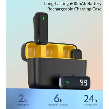 NPTCL Wireless Microphone for Android Lav Mic USB C Lavalier Microphone Type C Lapel Mic for iPhone 15/16 iPad Video Recording Vlog TikTok Instagram - 24H Charging Case Noise Reduction