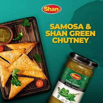 Shan Green Chutney 11.11 oz (315g) - Tasty Accompaniment from Fresh Coriander, Mint and Green Chillies - Delicious Zestful Dipping Sauce - Suitable for Vegetarians - Airtight Glass Jar