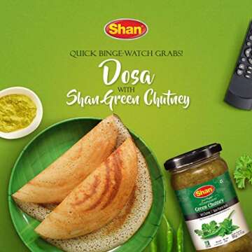 Shan Green Chutney 11.11 oz (315g) - Tasty Accompaniment from Fresh Coriander, Mint and Green Chillies - Delicious Zestful Dipping Sauce - Suitable for Vegetarians - Airtight Glass Jar