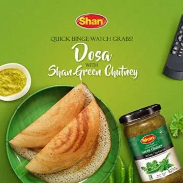 Shan Green Chutney 11.11 oz (315g) - Tasty Accompaniment from Fresh Coriander, Mint and Green Chillies - Delicious Zestful Dipping Sauce - Suitable for Vegetarians - Airtight Glass Jar