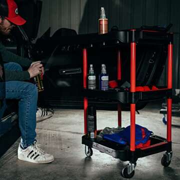 ABN 3 Tier Rolling Carts with Wheels Organizer Storage Carts with Bottle Holders and Adjustable Tray...