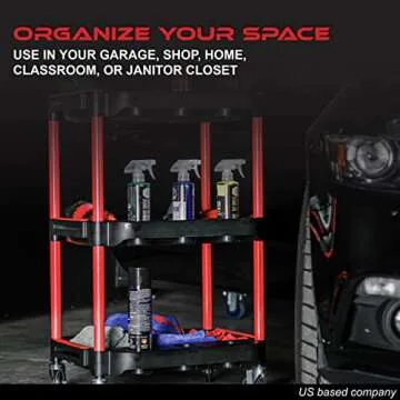 ABN 3 Tier Rolling Carts with Wheels Organizer Storage Carts with Bottle Holders and Adjustable Trays for Car Detailing