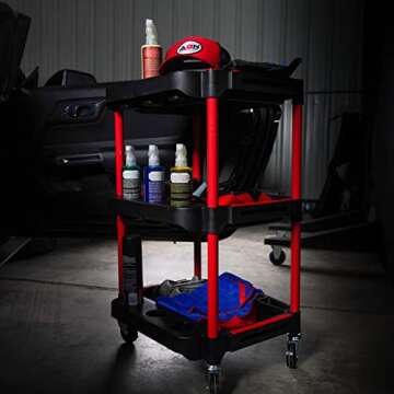 ABN 3 Tier Rolling Carts with Wheels Organizer Storage Carts with Bottle Holders and Adjustable Trays for Car Detailing