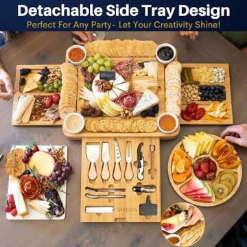 Extra Large Charcuterie Boards Gift Set: Marble Bamboo Cheese Board Set- Unique Mothers Day Gifts fo...