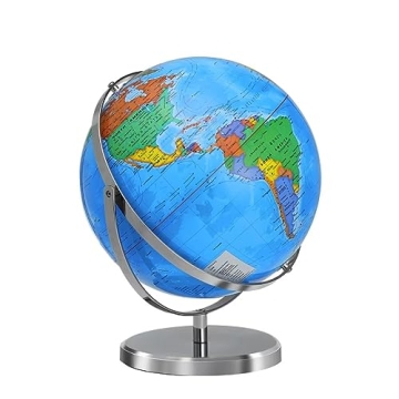 BSHAPPLUS 13" World Globe - Stylish & Educational, 720° Rotating